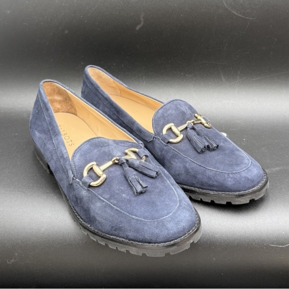 Talbots Cassidy Tassel Bit Loafer Suede Leather Slip On Flats Blue Size 10M EUC